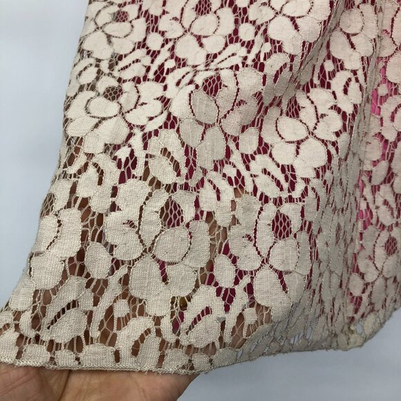 Guess By Marciano Pink Floral Lace Overlay Fit & Flare Date Night Dress 6 - Picture 12 of 16